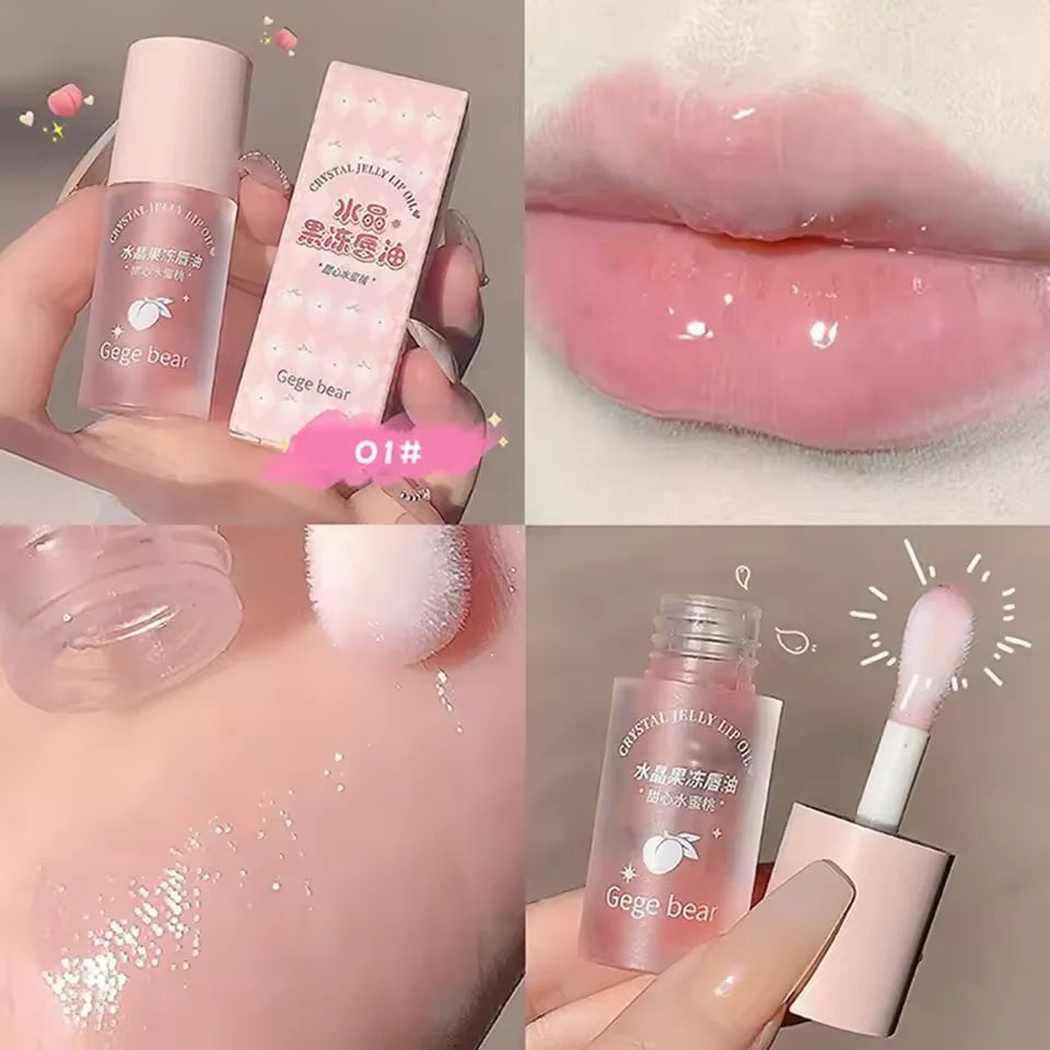 Gege Bear Crystal Jelly Lip Oil, Hydrating Moisturizing Lip Gloss, Transparent Lip Primer Long Lasting Lip Care