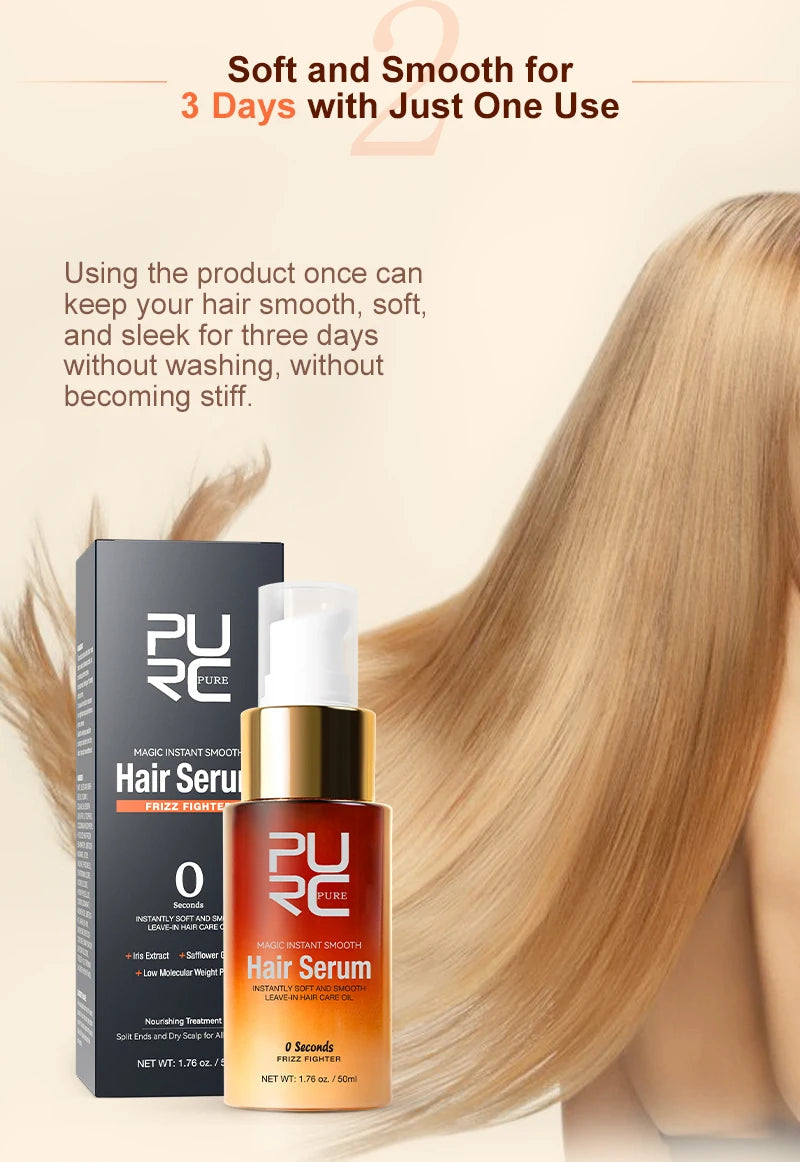 PURC Magic Instant Smooth Hair Serum Nourishing Repair Damaged Leave-In Hair Oil Anti-Frizz Softness Hair Care