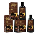 Water Ice Levin 3-in-1 Chestnut Brown Hair Dye Shampoo with Ginger & Ginseng for Instant Gray Coverage & Long-Lasting Color
