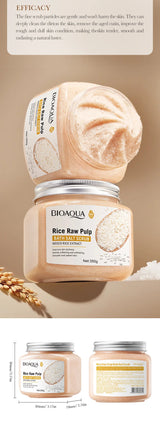 BIOAOUA Rice Pulp Bath Salt Scrub Gentle Exfoliating Body Scrub for Soft Smooth Skin Exfoliator Moisturize and Nourish