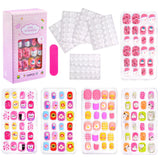 120Pcs Children's Press on Nails Kids Cartoon Acrylic Fake Nails Tips Kawaii Girl Full Cover Short False Nails With Jelly Glue#@