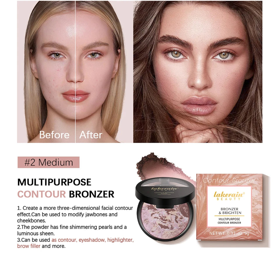 Demi Matte Natural Finish Baked Brighten Color Correcting Powder Foundation Buildable Light to Coverage Oil Control Makeup