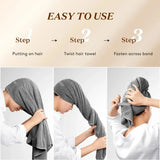 Super Absorbent Elastic Band Head Towel for Women's Hair Drying - Extra Large Microfiber Hair Towel Wrap with Headband