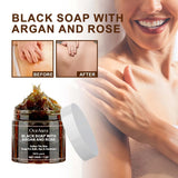 OCEAURA Black Soap With Argan And Rose Black Beldi Soap Ideal For Dead Skin Remover Body Scrub Purifying Deep Cleansing 200g