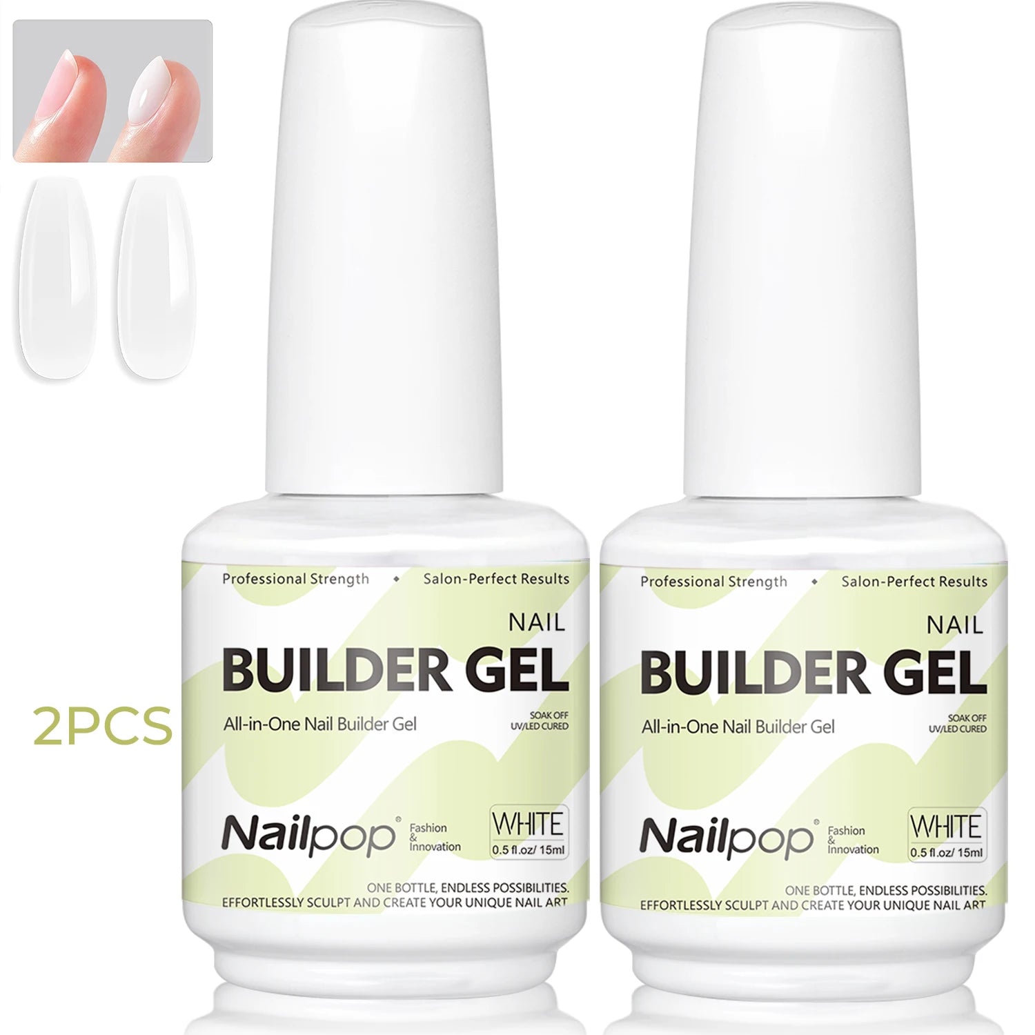 Nailpop 7 IN 1 Nail Glue Gel 15ml Gellack UV Nails Builder Gel Apex & Extension Soak off Base Gel Top Coat  HEMA FREE