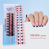 150Pcs/Box Acrylic Press on Nails Full Cover Fake False Tips Soft Gel Extension T-shaped Oval Capsule Almond Sculpted Salon DIY