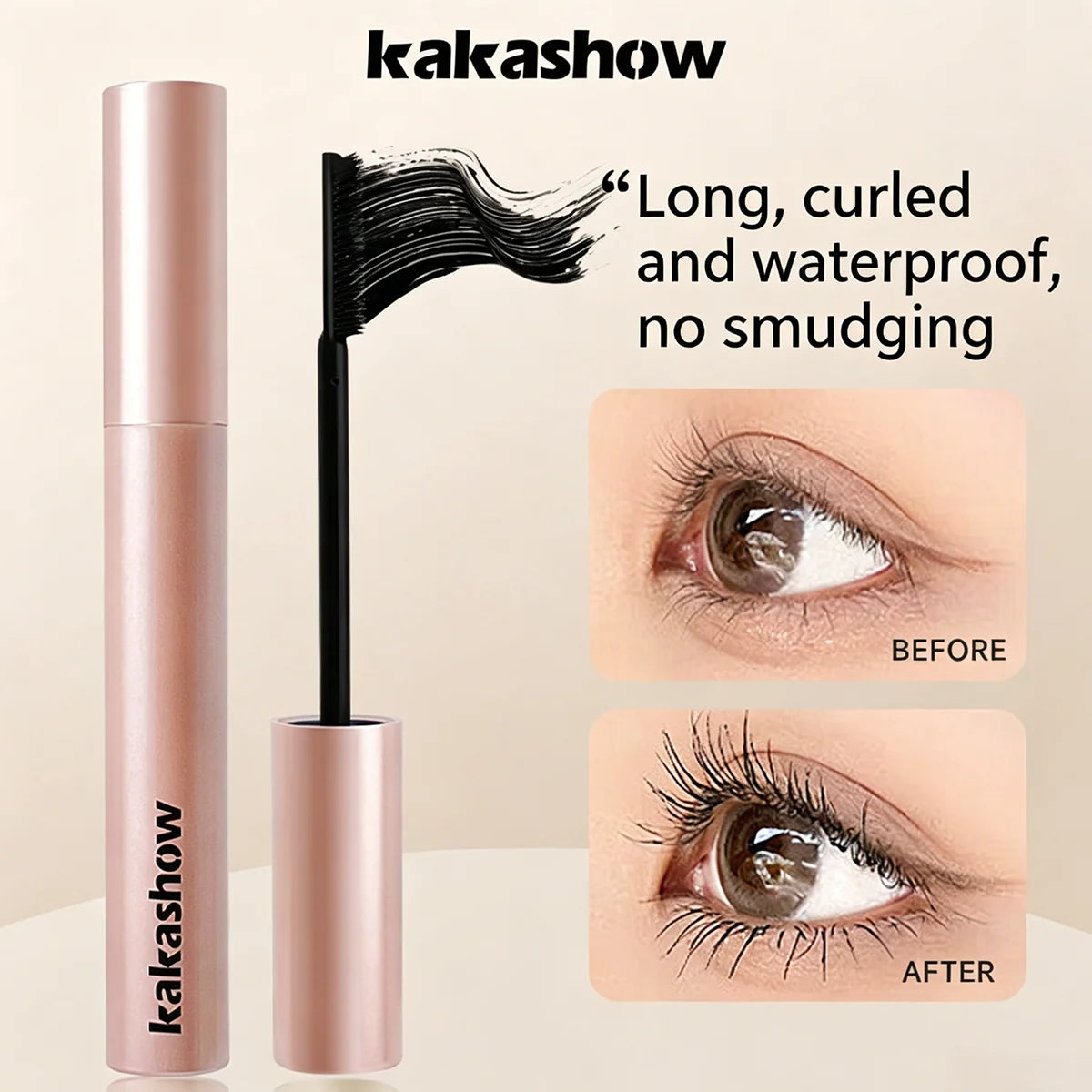 Long Lasting Curling Mascara, Waterproof & Sweatproof, No Clumping, Natural Lash Effect, Perfect for Daily Makeup