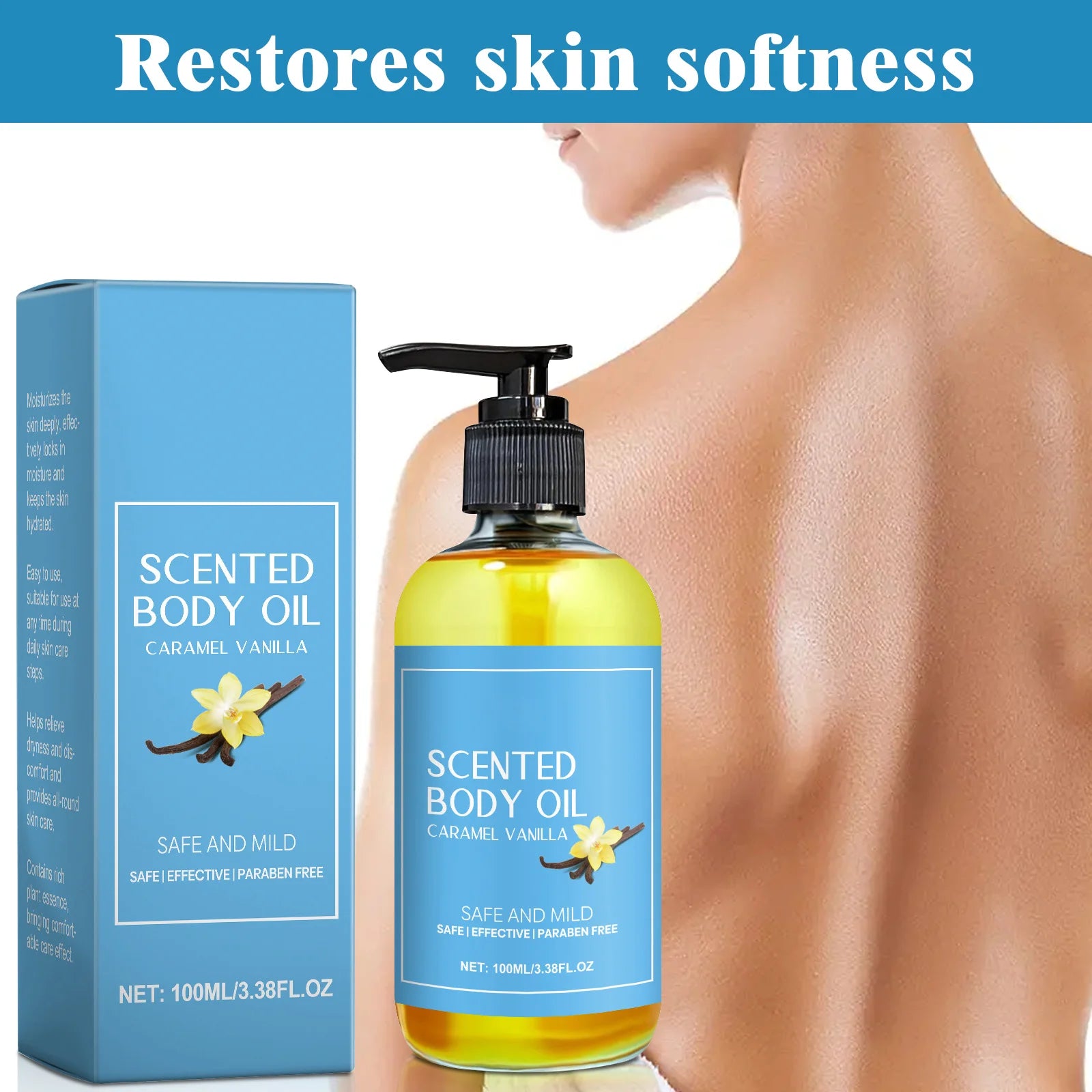 1-5pcs Stress Relief Body Oil with Vanilla - Deeply Moisturizes & Soothes Muscles, Herbal Formula for Relaxing Bath & Massage.