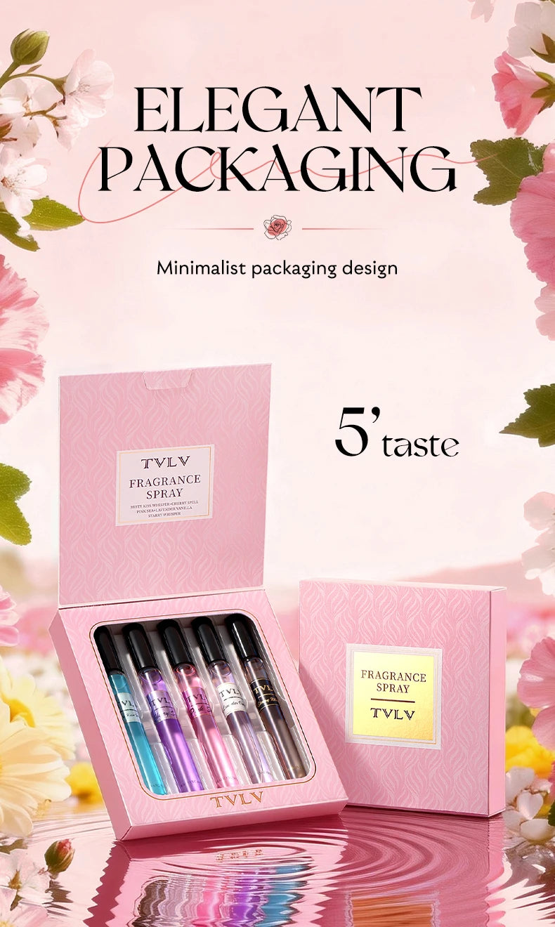 Alcohol-Free Women's Fragrance Gift Set 5Pcs Long-Lasting Fresh Scent Body Spray