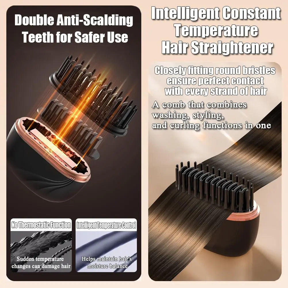 Portable Wireless Straightening Comb Mini USB Rechargeable Hair Straightener Brush Multifunctional Gentle Hair Styling Accessory For Travel Daily Use