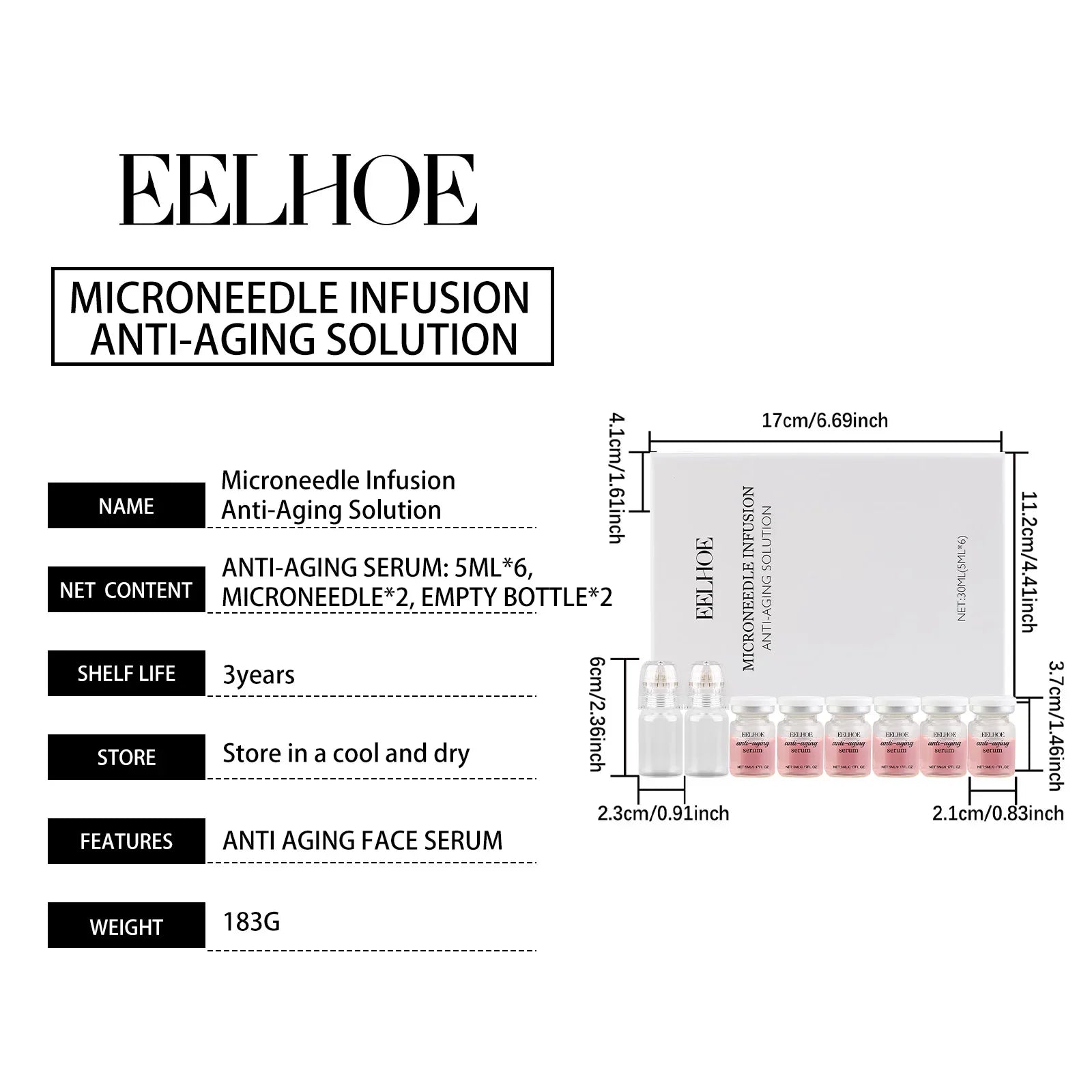0.2MM Microneedle 2 Tools + 6 Bottles Korean Moisturizing Renewal Set, Firming & Anti-Fine Lines Daily Skin Care Essence