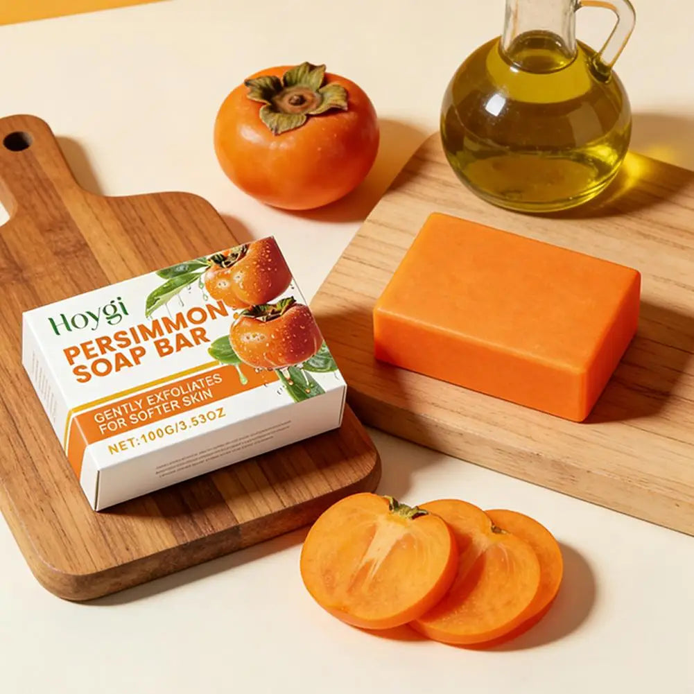 Persimmon Soap Bar for Body Odor Control, Handmade Persimmon Soap for Face and Body Wash, Gentle Smooth Deodorant Bath Soap 100g