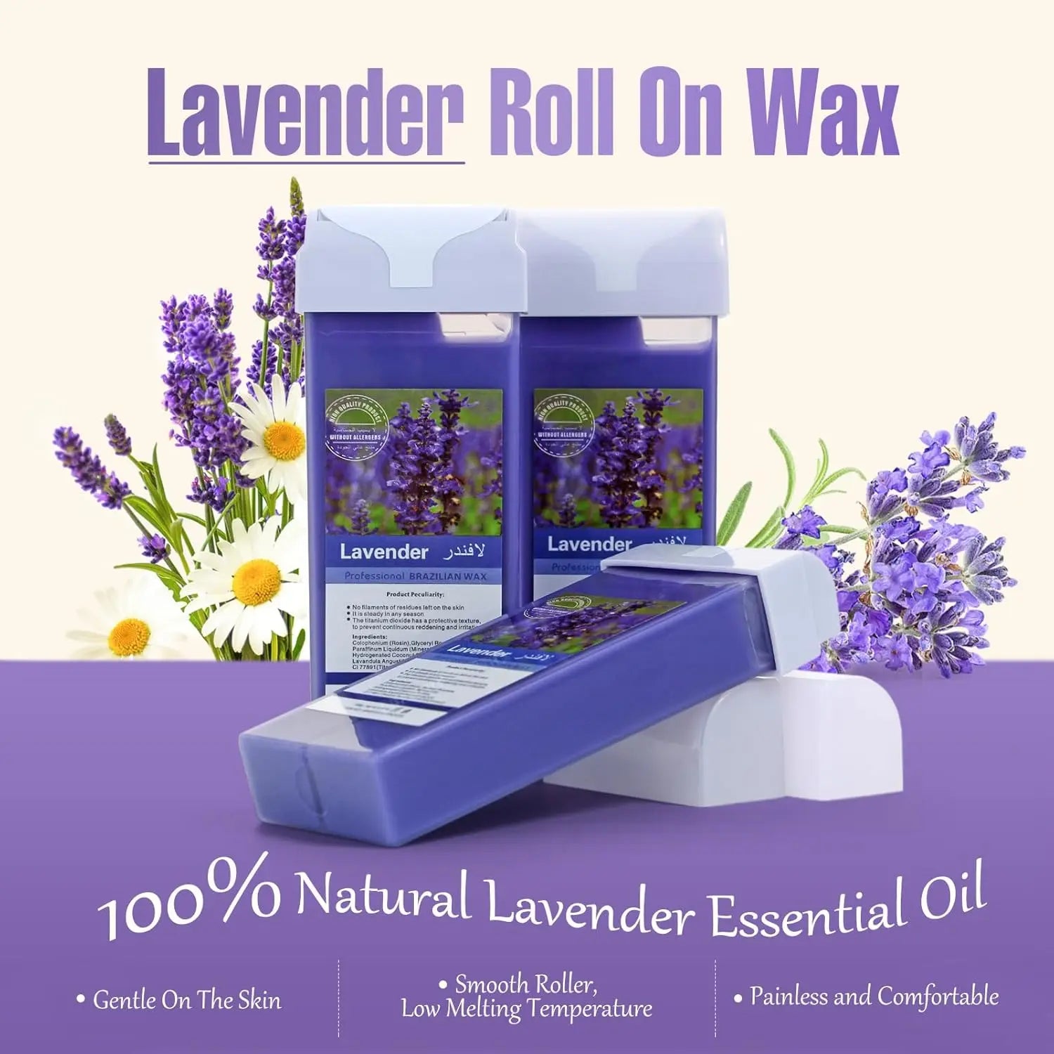 Hair Removal Wax Wax Refill Soft Wax Roller Cartridge For Roll on Waxing Kit Aloe Depilatory Rolling Wax For Sensitive Skin