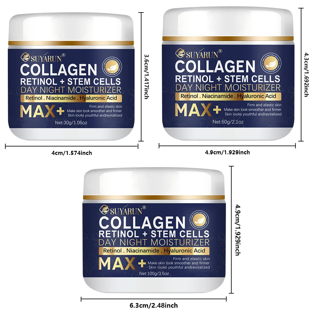 SUYARUN Anti-Aging Retinol Collagen Stem Cell Face Cream - Firming Hydrating Moisturizer Reduces Wrinkles & Fine Lines, All Skin