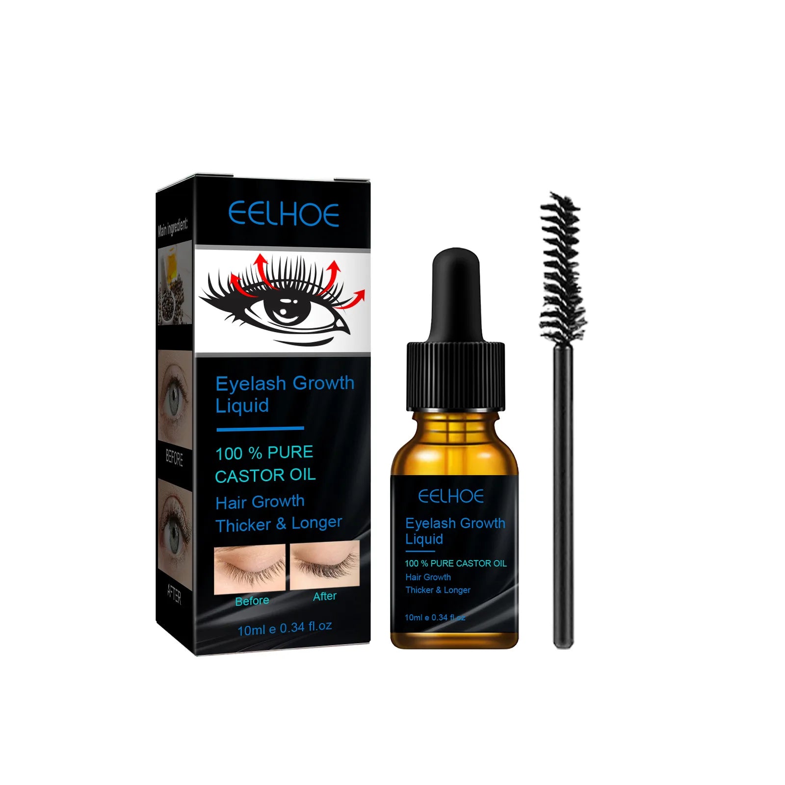 Castor Oil Eyelash Growth Serum for Men Women Thicker Eyelashes Nourishing Hair Follicles Natural Strengthen Lash Growth Serum