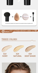 O'CHEAL Mushroom Cushion CC Cream Face Airy Coverage Long-lasting Moisturizing Waterproof Oil Control Concealer BB Cream Makeup