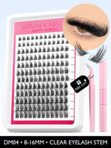 GROINNEYA Lash Clusters Kit Fluffy Individual Lashes C Curl Cluster DIY Lash Extension Kit Lash Bond and Seal Eyelash Extensions