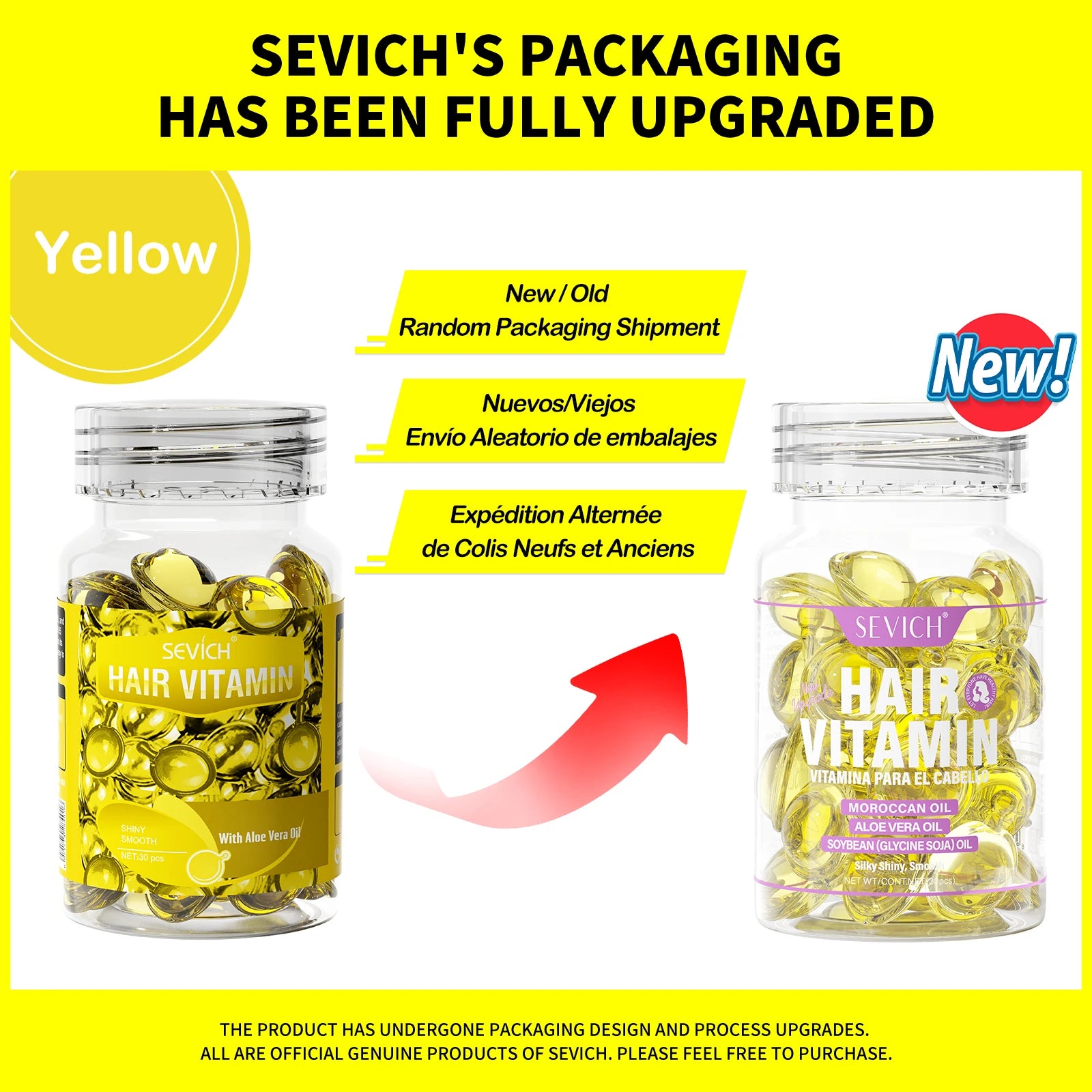 Fast Moisturizing Hair Vitamin Capsule 30pcs/bottle Sevich Smoothing Silky Keratin Complex Oil Nourishing Moroccan Hair Care Oil