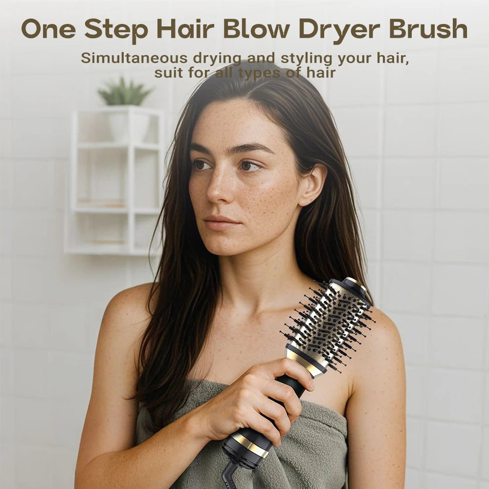 Hair Dryer Brush in One, 4in1 Hair Dryer Brush Hair Dryer with Oval Bucket, Mini Hot Air Brush for All Hair Types, Suitable Gift