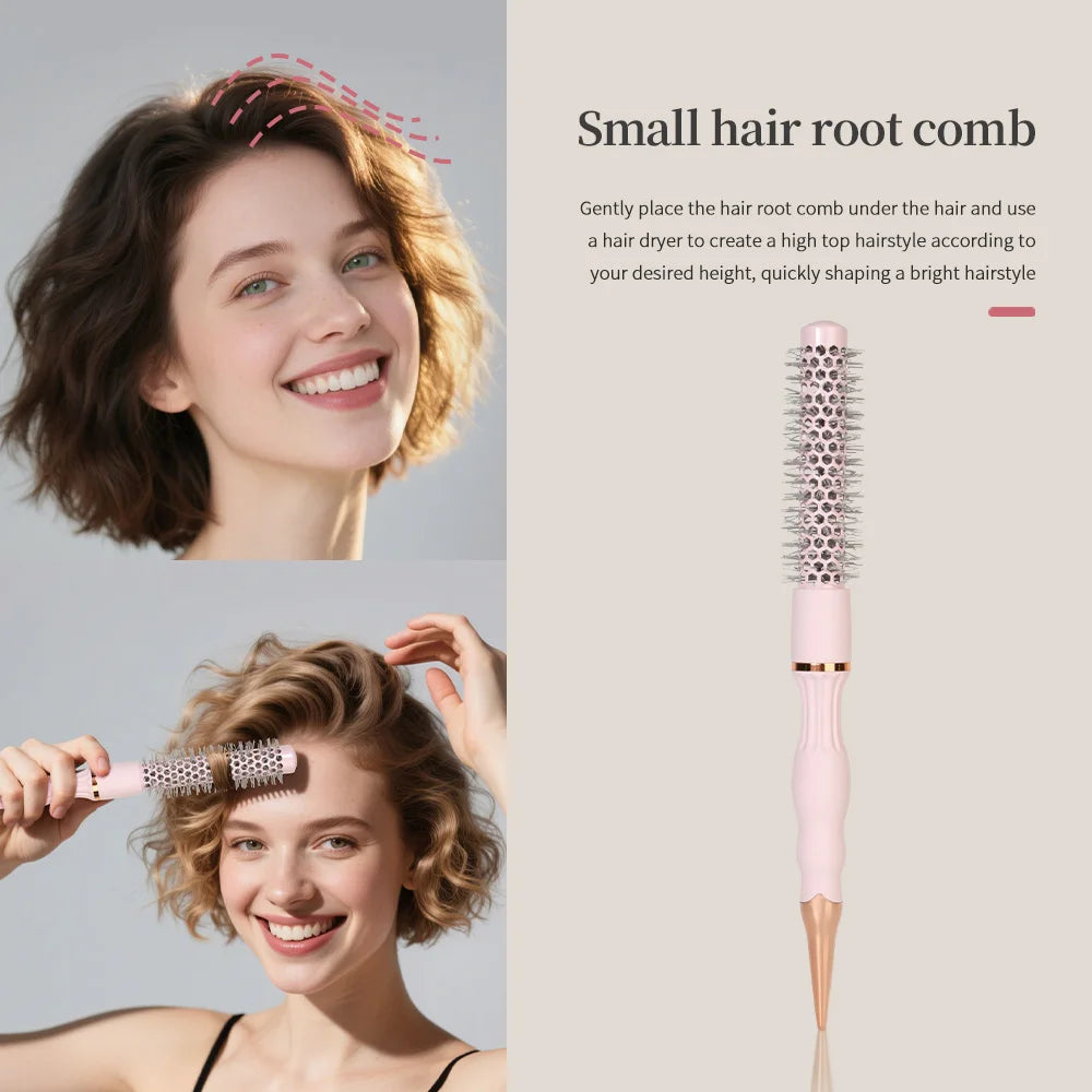 Barber Professional Round Blow Dry Brush, Professional Curly Hair Hot Cylinder Comb, 5 Sizes, Suitable for Fashionable Curly Hair Styling, Suitable for Women's Styling, Blow Drying, Curly Hair, Smoothing, Short Hair, Medium a