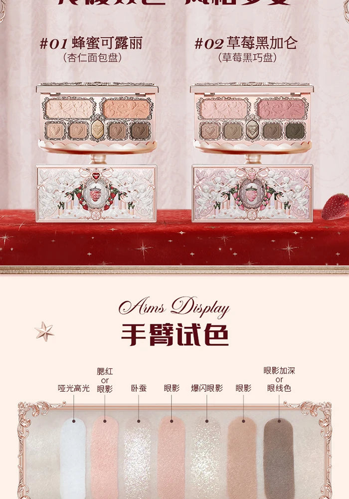Flower knows Strawberry Cupid Collection Facial Complexion Palette Blush Eyeshadow Highlighter Flower Know Face Bronzer Palette
