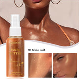 Body Highlighter Spray–Quick-Dry Non-Sticky Shimmer Mist, Fine Glitter for Hair & Skin,Water-Resistant Long-Lasting Summer Glow