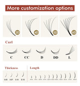 Abonnie 3D/4D/5D/6D Premade Volume Fans Fluffy Lashes Long Stem Russian Volume Eyelashes Extension All Size Fans