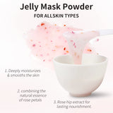 Rose/Hyaluronic Acid/Collagen Jelly Face Mask Powder-Moisturizing, Improving and Hydrating Facial Skin Care-Natural Gel Peel Off