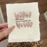10pc Cat Eye Almond Handmade Press on Nails Light Blue Bow Fake Nails False Nails Artificial Nail Wearable Nail Tips Art Uñas