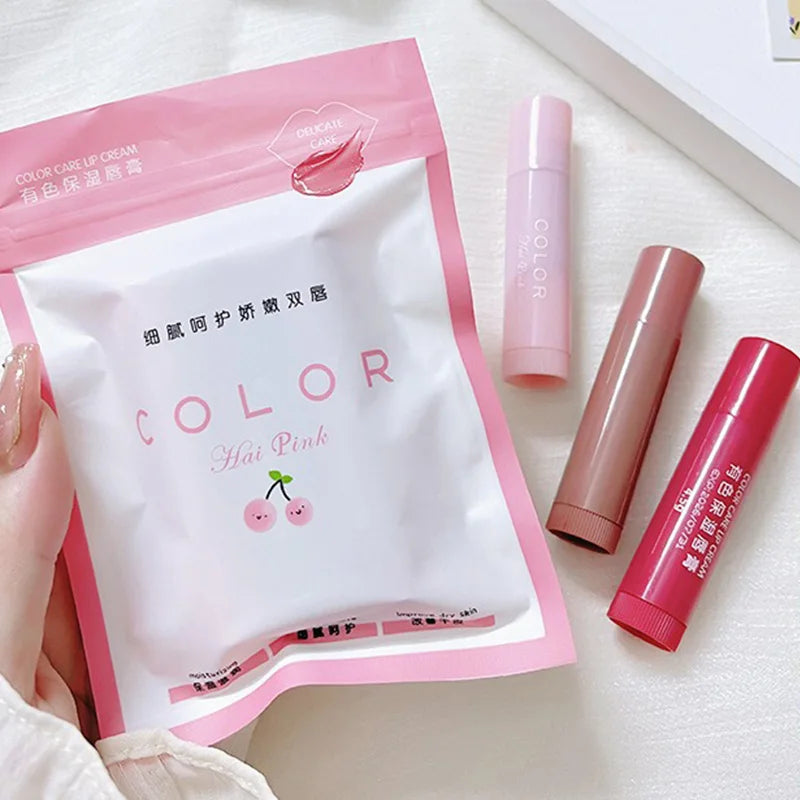 HAIPINK 3-Piece Set Tinted Moisturizing Lip Balm - Hydrating, Fade Lip Lines, Prevent Chapping