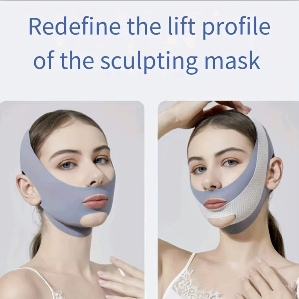 1pc V-Shape Face Sculpting Sleep Mask Breathable Elastic Lifting Tightening Mask Skin Care Slimming Strap Chin Up Mask Woman