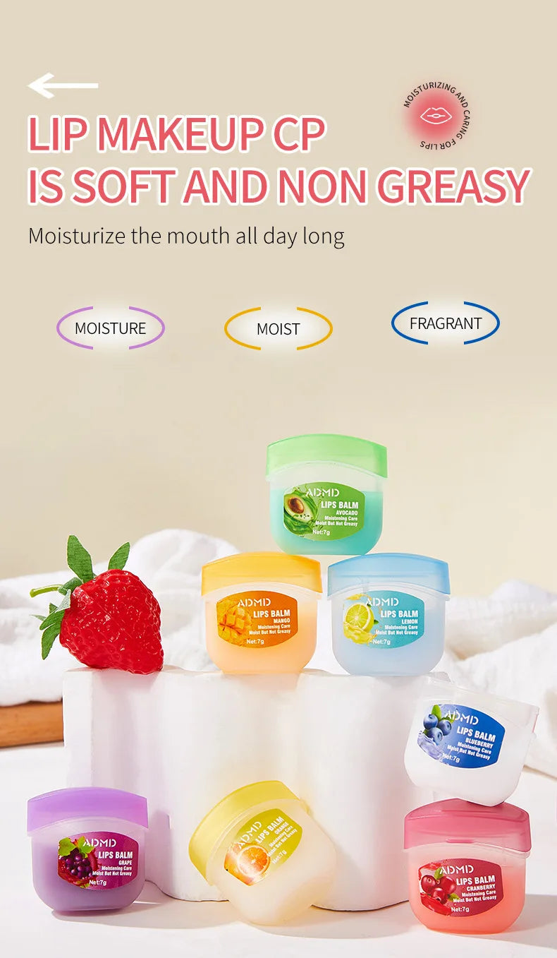 8 Pieces Vaseline Lip Balm Set Rose Lemon Flavor Moisturizing Anti-Dry Crack Long Lasting Nourishing Lip Mask Lip Care