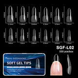 Luxury False Nail Tips Soft Gel Fingertip Semi-matte Capsules Almond French Coffin Full Cover Artificial Fake Nails Extension