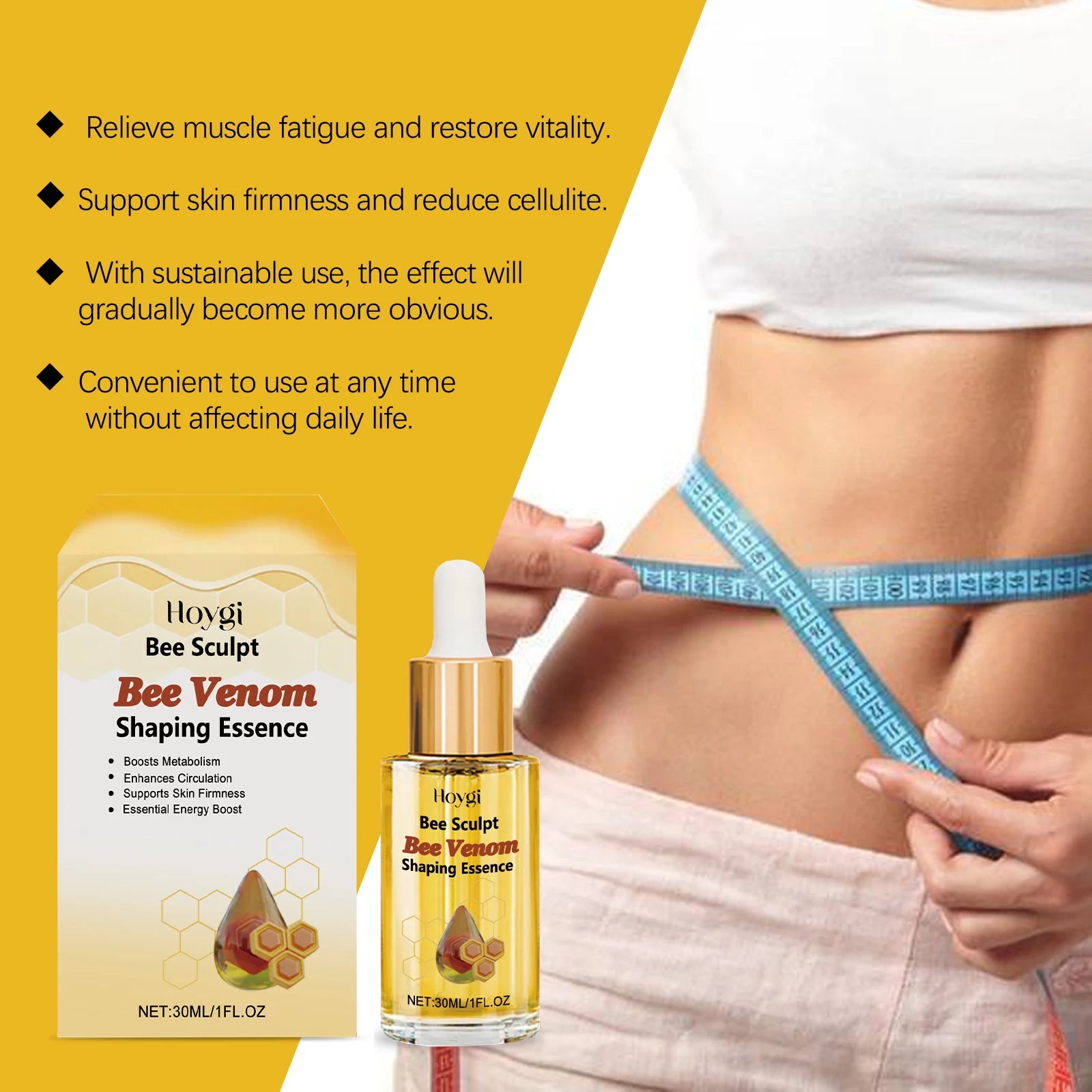 Bee Venom Firming Lifting Body Skin Essential Oil Improves Sagging Shapes Body Contours Moisturizing Bee Venom Body Massage Oil