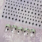 Adhesive stickers with European and American style cross snake black and white wave dot hot silver line letter nail stickers