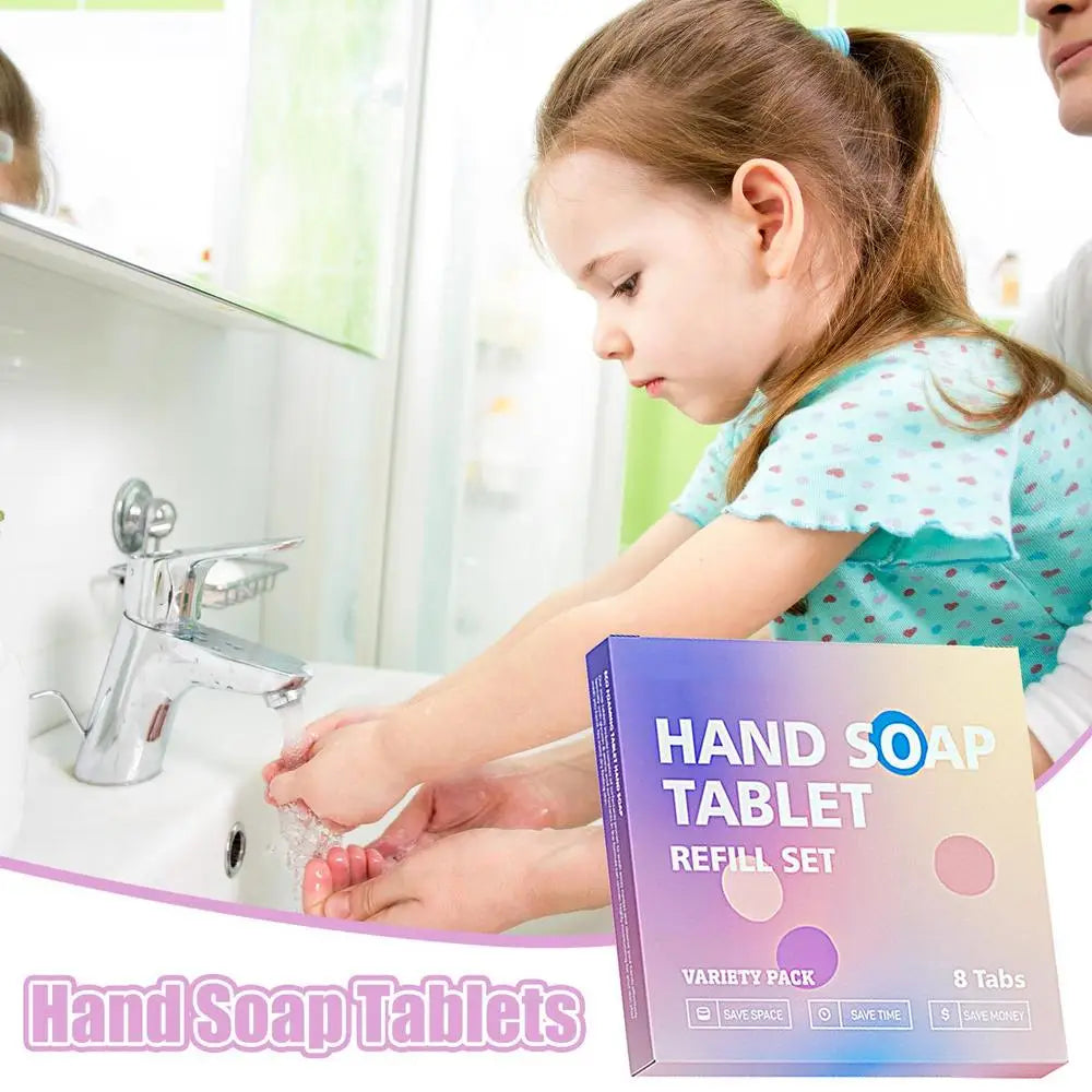Hand Soap Tablet Refills 8pcs Foaming Hand Wash Tablet Refills Refreshing Fragrance Hand Washing Tool for Business Trip Travel