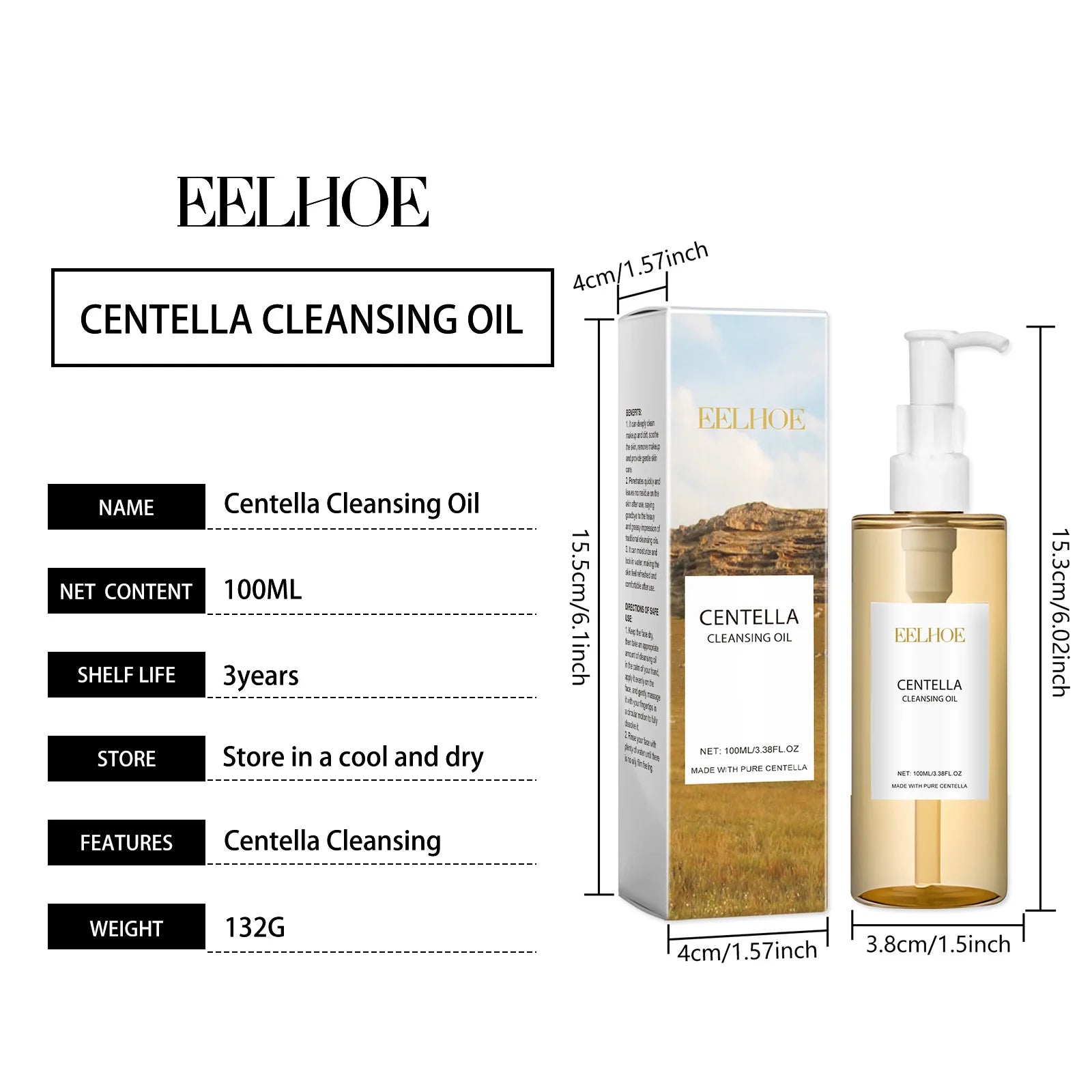 Centella Asiatica Cleansing Oil Makeup Remover Refreshing Clean Pores Oil Control Hydration Gentle Soothing Cleanser Facial Care
