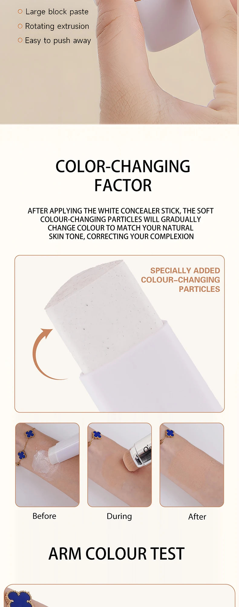 O'CHEAL Temperature Changing Foundation Stick Facial Coverage Blemishes Pores Double-Headed Face Matte Makeup Foundation Cream