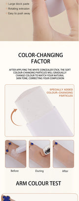 O'CHEAL Temperature Changing Foundation Stick Facial Coverage Blemishes Pores Double-Headed Face Matte Makeup Foundation Cream