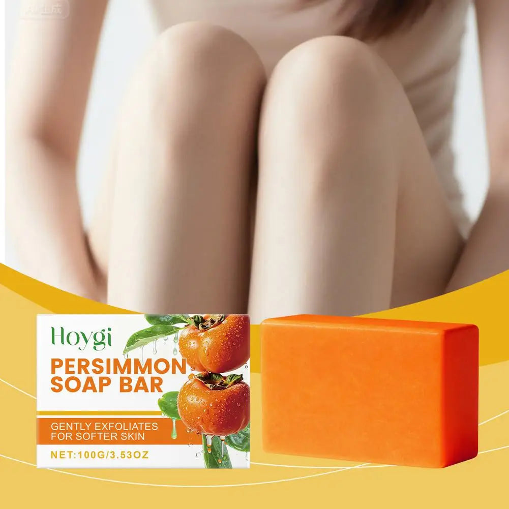 Persimmon Soap Bar for Body Odor Control, Handmade Persimmon Soap for Face and Body Wash, Gentle Smooth Deodorant Bath Soap 100g