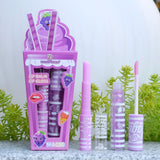 Cute Ice Cream Shiny Lip Gloss Lip Balm Set Girls Woman Waterproof Longlasting Natural Moisturizing Lips Makeup