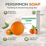 Persimmon Soap Bar Japanese Persimmon & Green Tea Extract For Men and Women Gentle on All Skin Types Deodorizing Soap Rose Scent