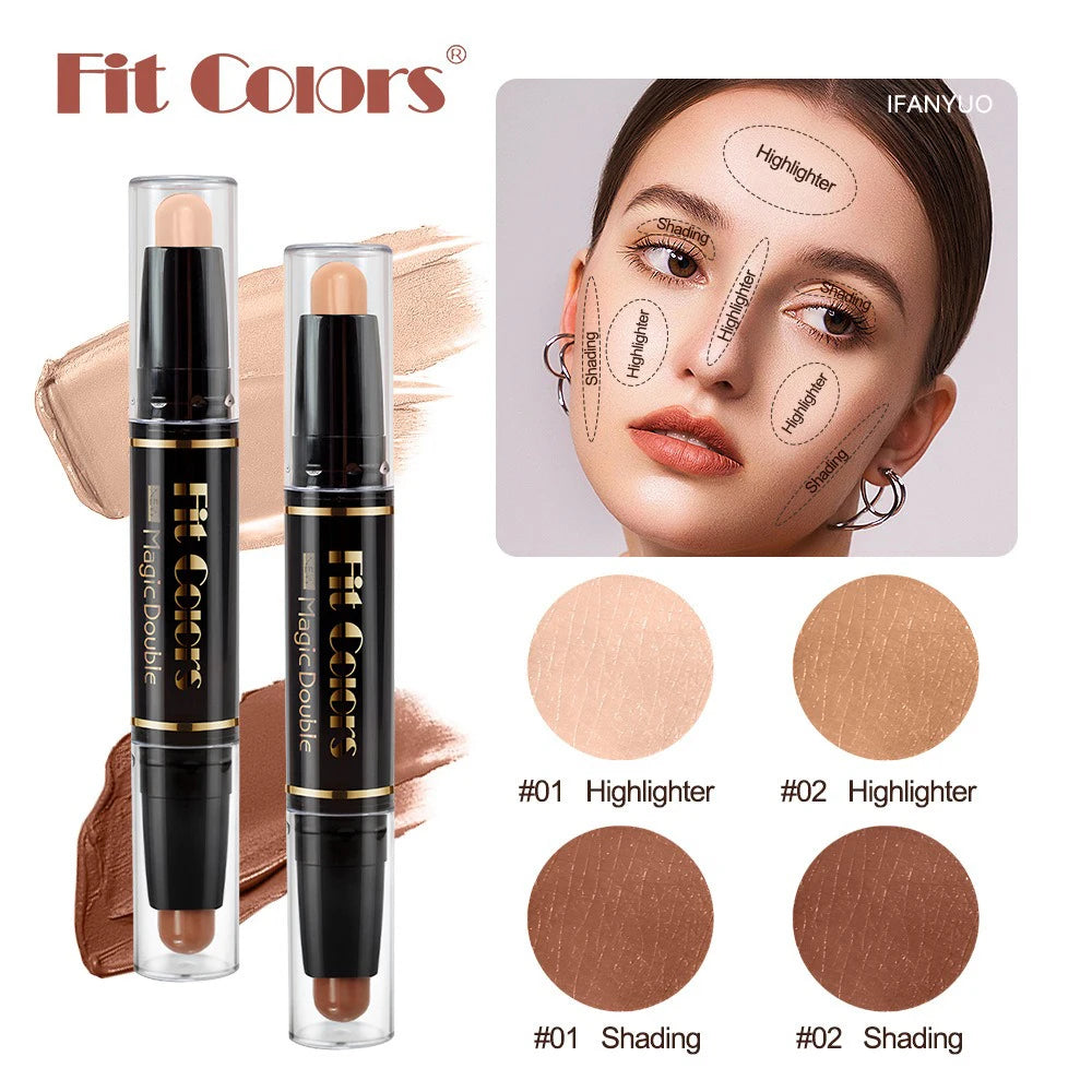 Double-head Highlight Shadow Stick Face Bronzer Contouring Pen Foundation Cream Concealer Makeup Base Beauty Women's Cosmetics