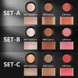 1 Set of 3 Contouring Sticks, Highlighter Stick, Blush Stick, 3-Piece Cream Contouring Set, Create Facial Contours, Non-Greasy