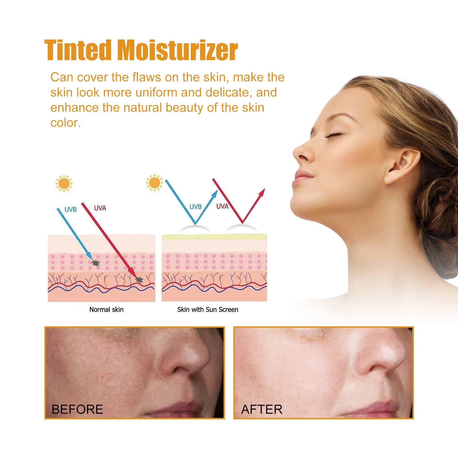 All in One Spf50 Sunscreen Brightening Foundation Cream Cover Anti UV Face Moisturizer Isolation Bleaching Sunscreen Lotion 50ml