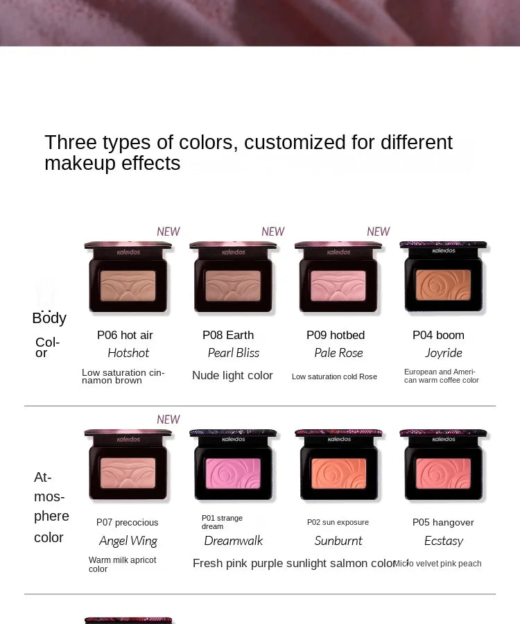 Kaleidos Blush Palette Makeup Waterproof Matte Finish For Cheek Facial Blusher On Vegan Korean Cosmetics Cruelty Free