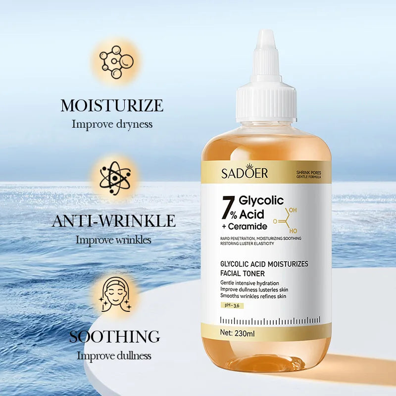 SADOER Glycolic Acid Toner Face Serum Facial Skincare Moisturizing Facial Toner Firming Nourishing Face Essence Skin Care