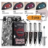 2Pcs Matte Bloody Lip Stain Long-Lasting Water-Resistant Liquid Lipstick Gothic Vampire Halloween Party Lip Tint Cosmetics