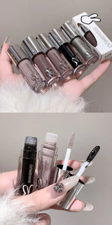 1Pc Lip Gloss Mirror Moisturizing Gothic Pure Black Silver Fine Flash Low Saturation Lip Glazed Lasting Lip Makeup Halloween