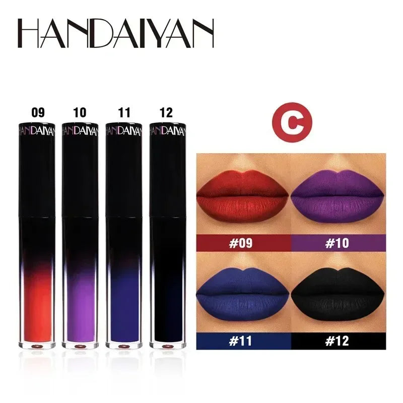 12 Color Halloween Dark Lip Gloss Matte Colorful Non Fade Liquid Lipstick Kit Waterproof Lasting Black Red Blue Velvet Lipsticks